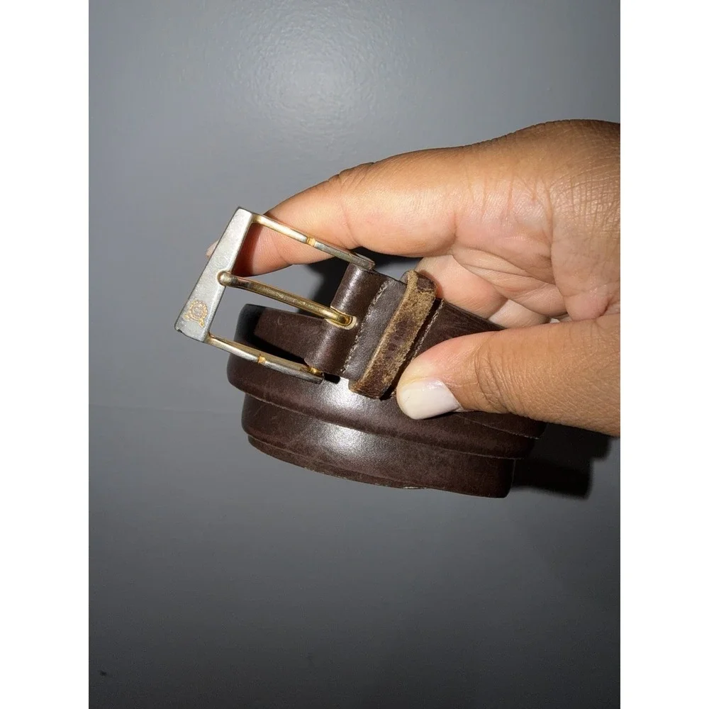 Vintage Christian Dior Belt Brown Split Leather 90/36 Made In Spain *READ*